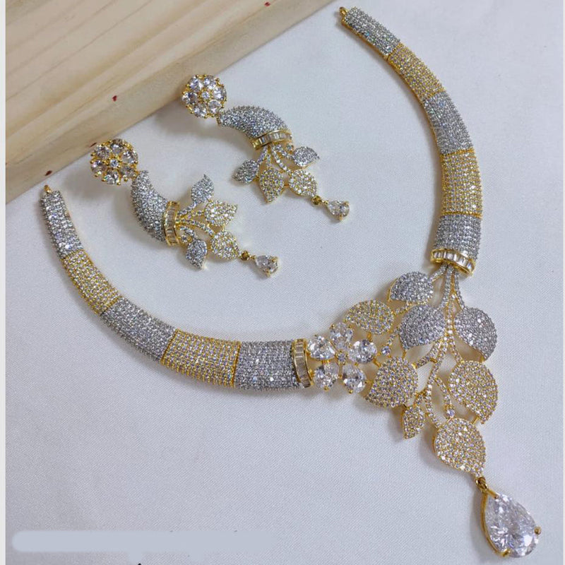 SNERA Gold Plated American Diamond Necklace Set