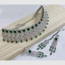 SNERA Silver Plated American Diamond Choker Necklace Set