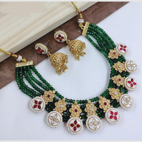 SNERA Gold Plated Pota Stone And Beads Necklace Set