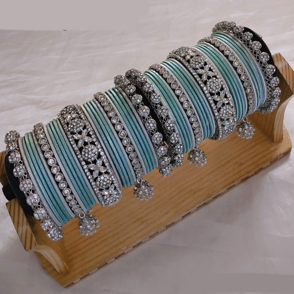 SNERA Silver Plated Austrian Stone Bangle Set