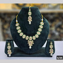 SNERA Gold Plated Crystal Stone And Pearls Necklace Set