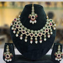 SNERA Gold Plated Crystal Stone And Pearls Necklace Set