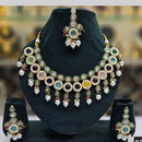 SNERA Gold Plated Crystal Stone And Pearls Necklace Set