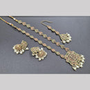 SNERA Gold Plated Crystal Stone And Pearls Long Necklace Set
