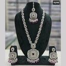 SNERA Gold Plated Crystal Stone And Pearls Long Necklace Set