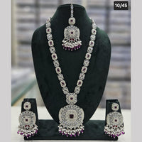 SNERA Gold Plated Crystal Stone And Pearls Long Necklace Set