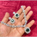 SNERA Silver Plated American Diamond Necklace Set