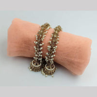 SNERA Gold Plated Crystal Stone And Pearls Bangles Set