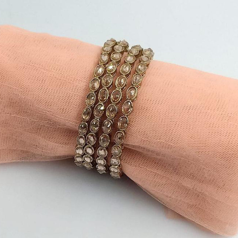 SNERA Gold Plated Crystal Stone Bangles Set