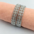 SNERA Silver Plated Crystal Stone And Pearls Bangles Set