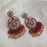 SNERA Gold Plated Crystal Stone And Beads Dangler Earrings