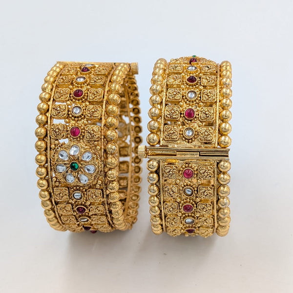 SNERA Gold Plated Pota Stone Openable Bangle Set