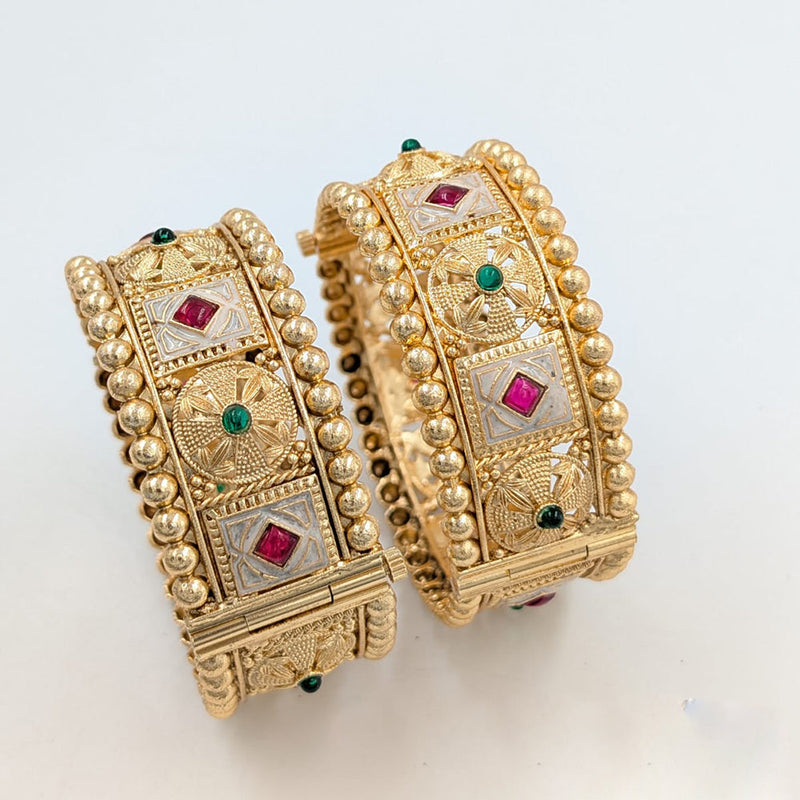 SNERA Gold Plated Pota Stone Openable Bangle Set