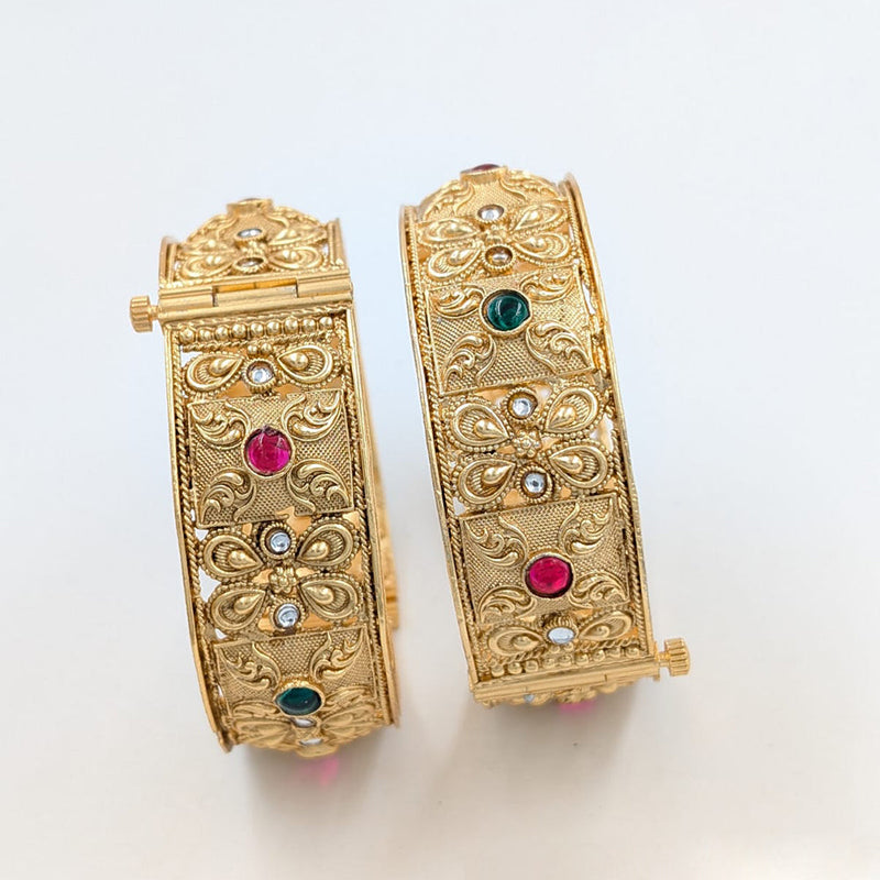 SNERA Gold Plated Pota Stone Openable Bangle Set