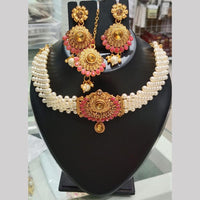 SNERA Gold Plated Pota Stone And Pearls Choker Necklace Set