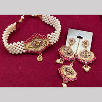 SNERA Gold Plated Pota Stone And Pearls Choker Necklace Set