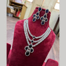 SNERA Silver Plated American Diamond Necklace Set