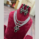 SNERA Silver Plated American Diamond Necklace Set