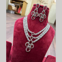 SNERA Silver Plated American Diamond Necklace Set