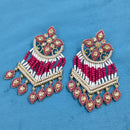 SNERA Gold Plated Crystal Stone And Beads Dangler Earrings