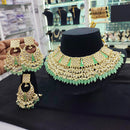 SNERA Gold Plated Kundan And Beads Meenakari Necklace Set