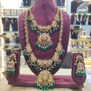 SNERA Gold Plated Pota Stone And Beads Temple Double Necklace Set