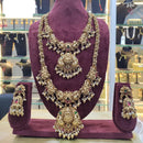 SNERA Gold Plated Pota Stone And Beads Temple Double Necklace Set