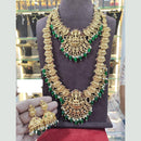 SNERA Gold Plated Pota Stone And Beads Temple Double Necklace Set