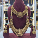 SNERA Gold Plated Pota Stone And Beads Temple Double Necklace Set
