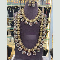 SNERA Gold Plated Pota Stone And Beads Temple Double Necklace Set