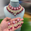 SNERA Gold Plated Beads And Meenakari Choker Necklace Set