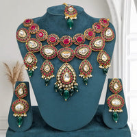 SNERA Gold Plated Kundan And Beads Necklace Set