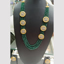 SNERA Gold Plated Kundan Stone And Beads Long Necklace Set