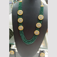 SNERA Gold Plated Kundan Stone And Beads Long Necklace Set
