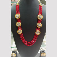 SNERA Gold Plated Kundan Stone And Beads Long Necklace Set