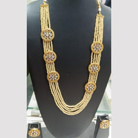 SNERA Gold Plated Kundan Stone And Beads Long Necklace Set