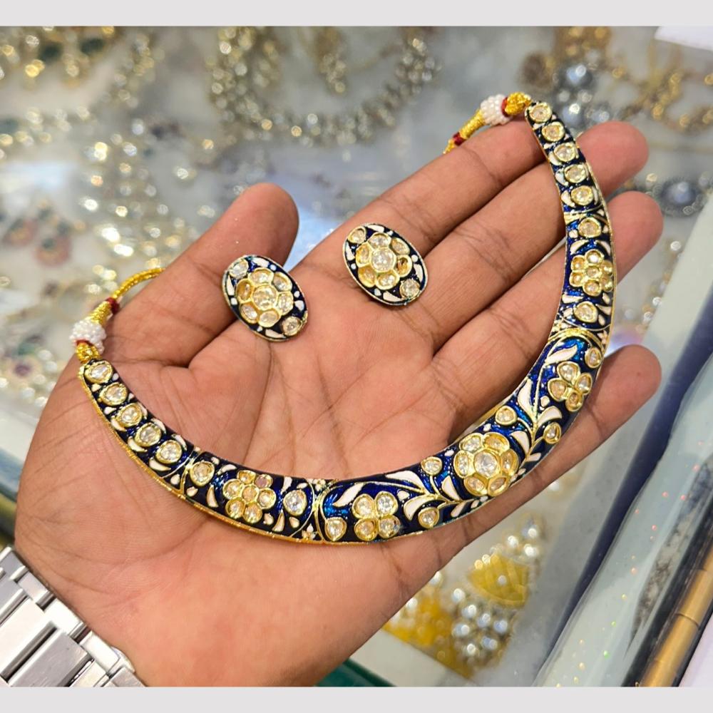 SNERA Gold Plated Polki Kundan Meenakari Necklace Set