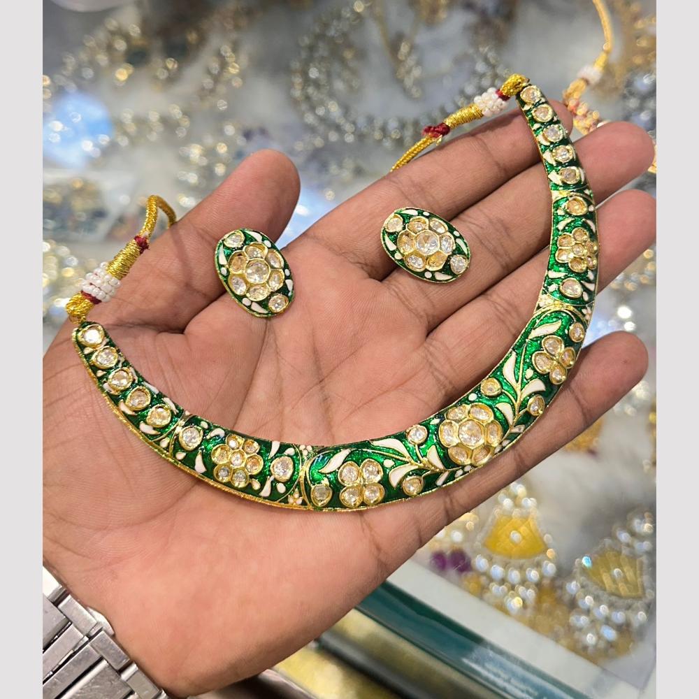 SNERA Gold Plated Polki Kundan Meenakari Necklace Set