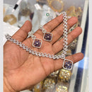 SNERA Silver Plated American Diamond Necklace Set