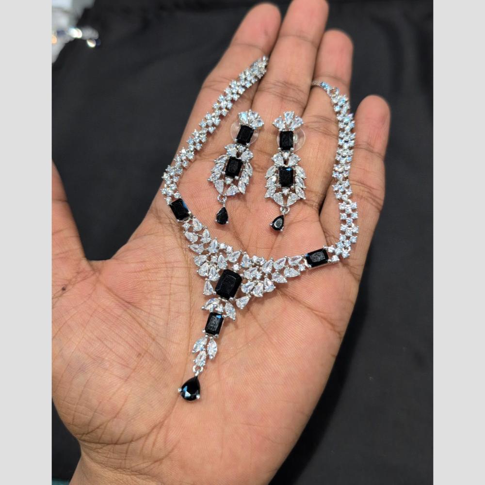 SNERA Silver Plated American Diamond Necklace Set