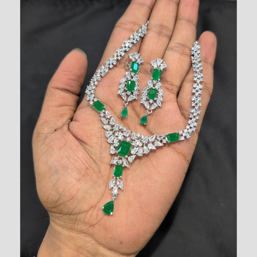 SNERA Silver Plated American Diamond Necklace Set