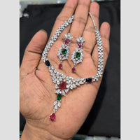 SNERA Silver Plated American Diamond Necklace Set