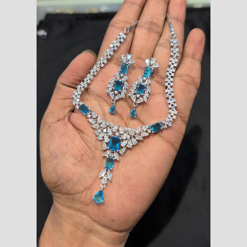 SNERA Silver Plated American Diamond Necklace Set