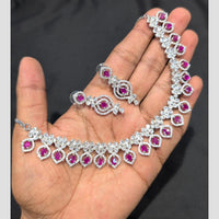 SNERA Silver Plated American Diamond Necklace Set