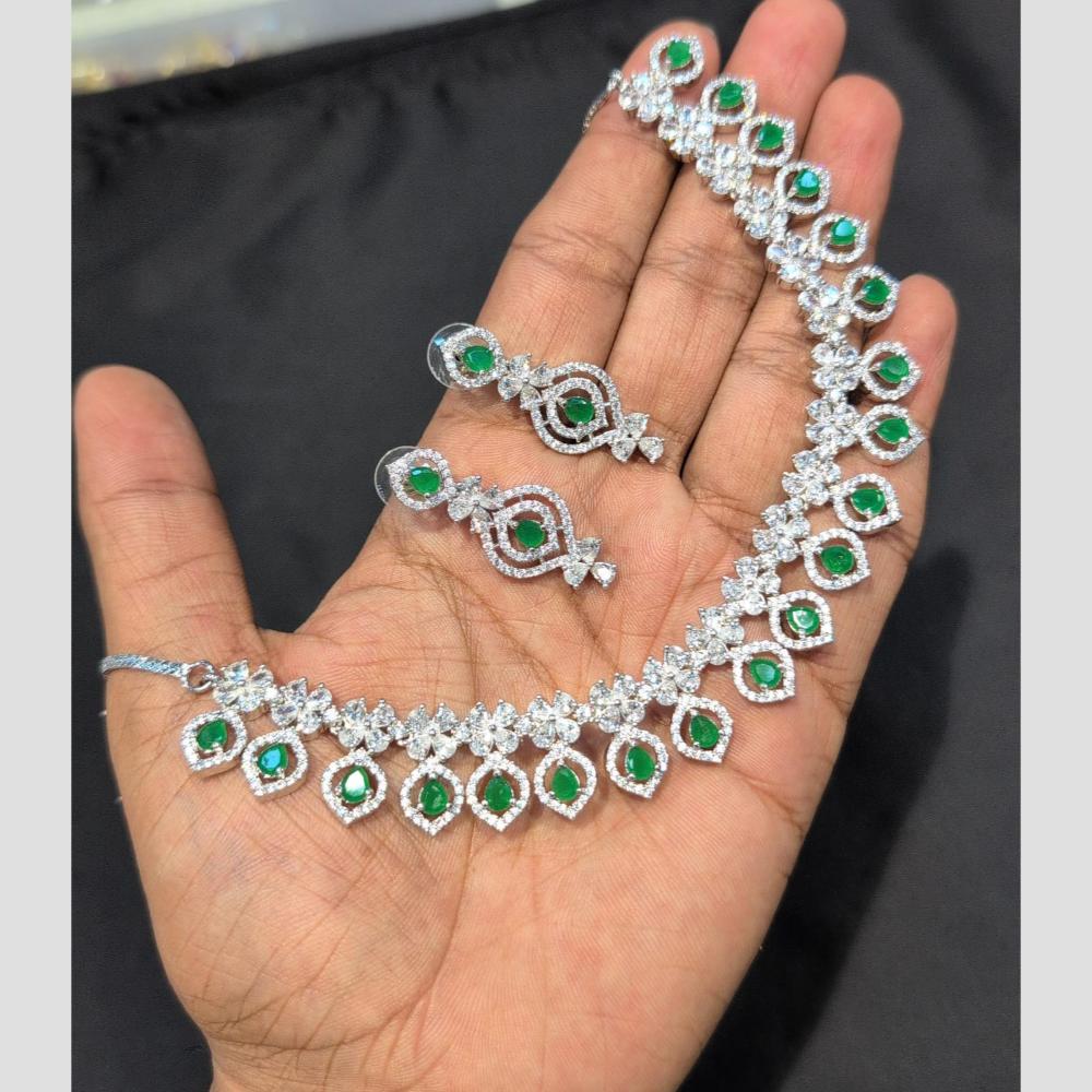 SNERA Silver Plated American Diamond Necklace Set