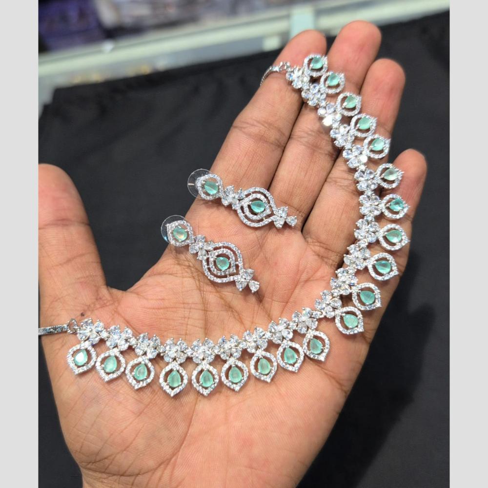 SNERA Silver Plated American Diamond Necklace Set