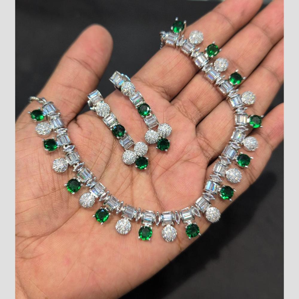 SNERA Silver Plated American Diamond Necklace Set