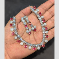 SNERA Silver Plated American Diamond Necklace Set