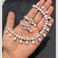 SNERA Silver Plated American Diamond Necklace Set