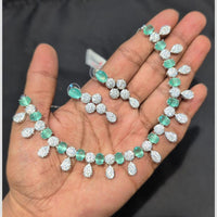 SNERA Silver Plated American Diamond Necklace Set